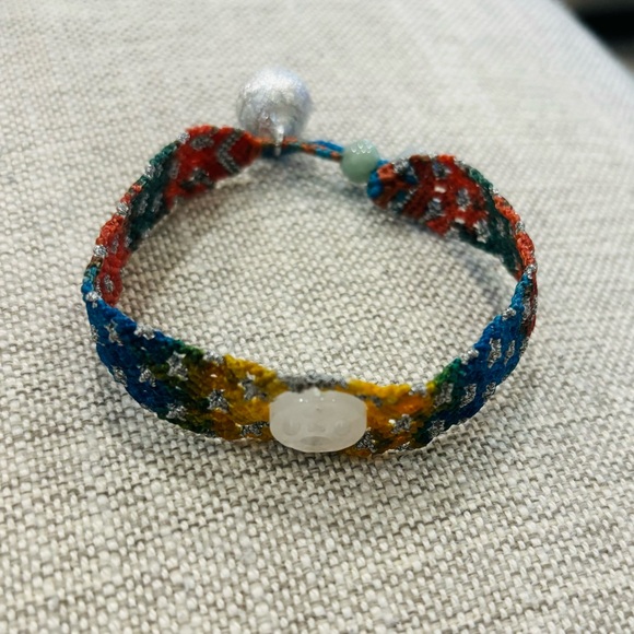 Multicolor Woven Bracelet with Button Closure - Picture 2 of 2